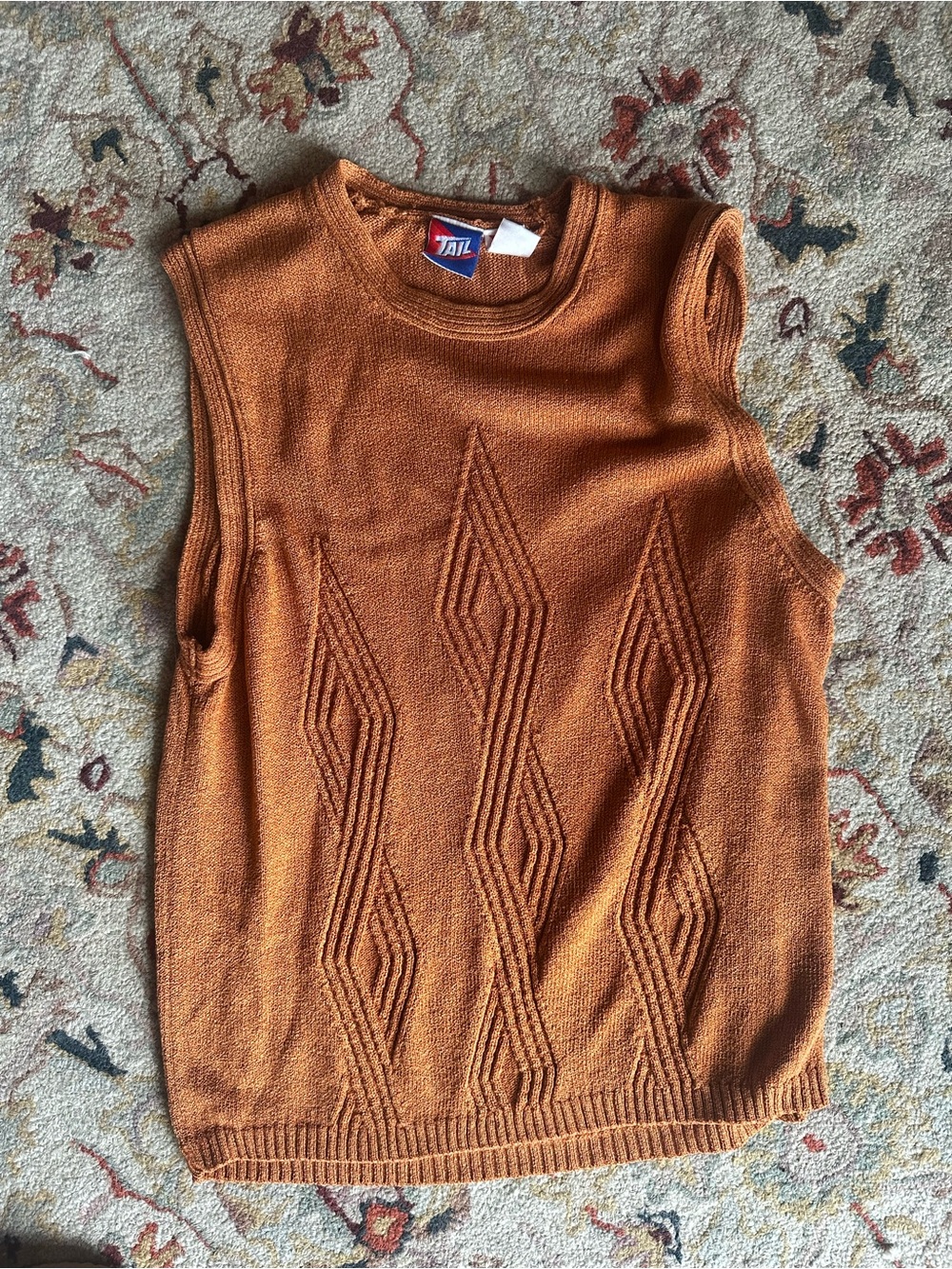 Vintage TAIL Rust Orange Sleeveless Knit Sweater Vest